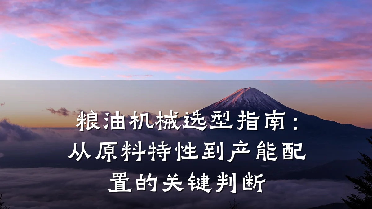 粮油机械选型指南:从原料特性到产能配置的关键判断