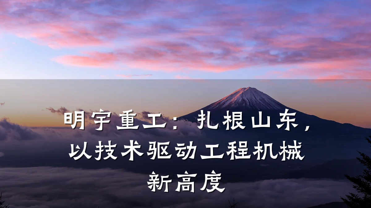 明宇重工:扎根山东,以技术驱动工程机械新高度