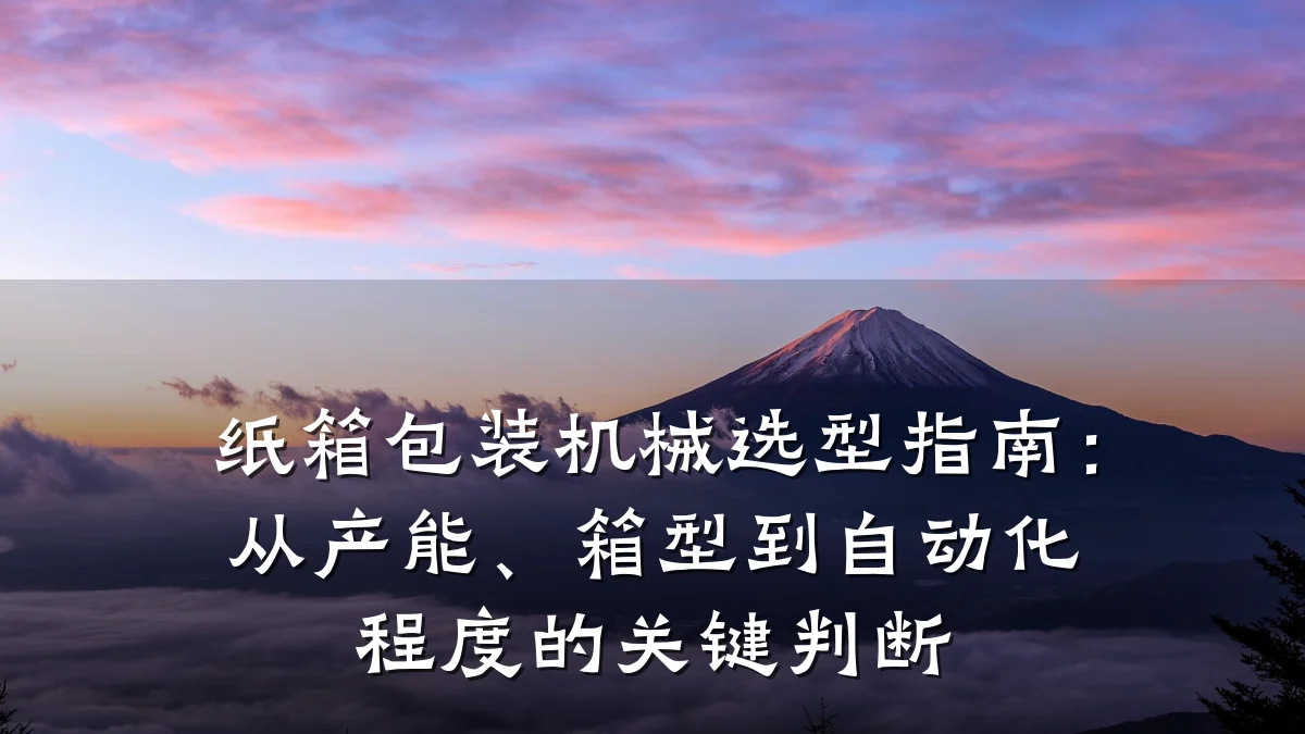 纸箱包装机械选型指南:从产能、箱型到自动化程度的关键判断